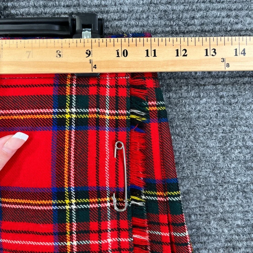 Highland Home Industries Kilt Girls 8 Red Tartan Wool Plaid Pleated School Wear